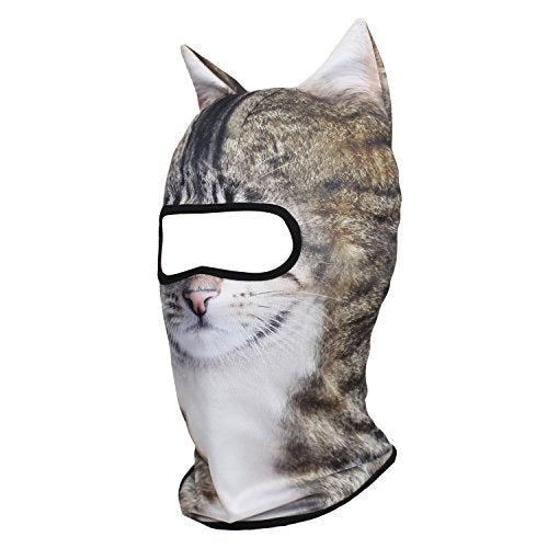 WTACTFUL 3D Animal Ears Balaclava, Breathable Face Mask for Halloween | Stand-Up Ears, Windproof Dustproof, Quick-Dry, No Fade Print, Soft, for Music Festivals Raves Ski Snowboard Moto Party - color: Cat Meb-20