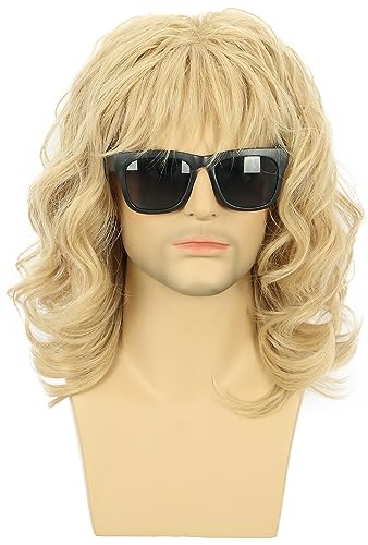 karlery California 70s 80s Rocker Wig Men Women Long Curly Blonde | Halloween Costume Anime Wig - color: Blonde