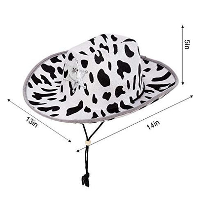 Spooktacular Creations 2 Pcs Adult Kids Felt Cow Print Cowboy Hat, Halloween Costume Accessory for Boys Girls, Cowgirl Hat for Women Wild West Themed Parties