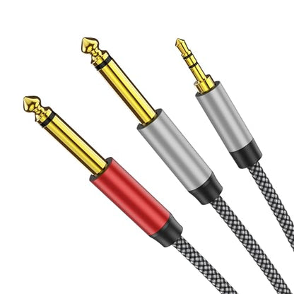 1/8 Stereo to Dual 1/4 Mono Cable - 6ft, 3.5mm to Dual 1/4 Inch TRS Splitter - color: 3.5mm to 2x6.35mm Audio Cable, size: 6 feet