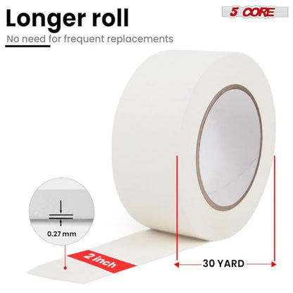 5 CORE Gaffers Tape 2 Inch 30 Yards Professional Pro Gaff Tape Heavy Duty Cotton Non Reflective Matte Finish Water Resistant Residue Free - GFF TP WH - color: White