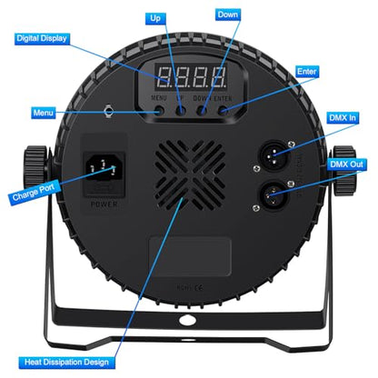 LED Par Lights, 90W 60 LED RGBW 4IN1 Stage Uplights Sound Activated Auto Play by Remote & DMX Control for Events Wedding Church Party DJ Live Show DJ Stage Lighting 2 Pack