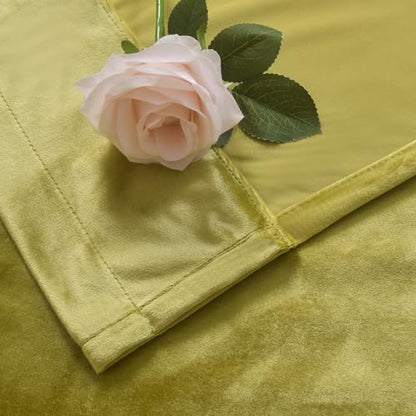 Roslynwood Velvet Cyan Yellow Curtain 84 inch Long - Super Soft Luxury Curtains Block Light Thermal Insulated Rod Pocket Window Panels Drapes for Bedroom/Living Room, W52 X L84 Inch, 2 Panels - color: Cyan Yellow, size: 52"W x 84"L (Pack of 2)