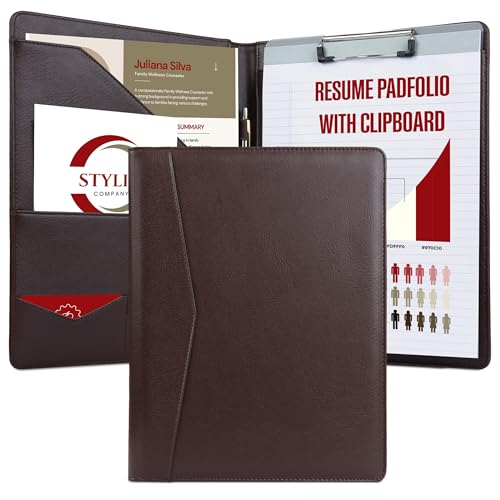 Padfolio Folder with Removable Clipboard | Walnut (Brown) Color| Portfolio Organizer | Binder with Storage for Notebook, Notepad | Nursing Clipboard Folio | Vegan Leather - color: Walnut, size: Padfolio w/ Clipboard (12.5" x 9.7" x 1")