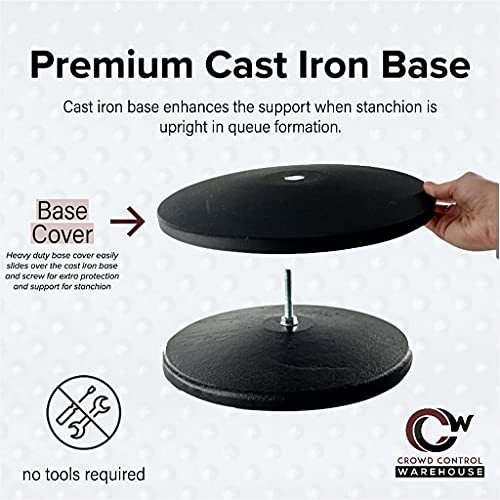 CCW Retractable Belt Barrier Stanchions, 2-Pk, 7.5-ft Brown, Polished Brass - color: Brown, size: 7.5 Foot