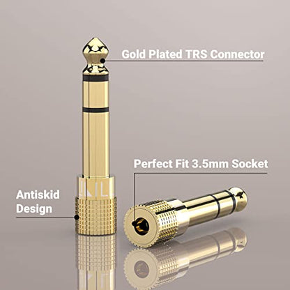 Cubilux 6.35mm to 3.5mm Audio Adapter, Gold Plated 1/4" Male to 1/8" Female TRS Stereo AUX Connector Converter for Guitar Keyboard Digital Piano Studio Monitor Amplifier Mixer Splitter, 3-Pack - color: 3-Pack