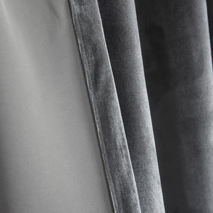 Roslynwood Silver Velvet Curtain 63 inches Long - Curtains Block Light Rod Pocket Thermal Insulated Window Drapes for Living Room/Bedroom/Dining Room, 52Wx63L, 2 Panels - color: Silver, size: 52"W x 63"L (Pack of 2)