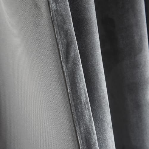 Roslynwood Silver Velvet Curtain 84 inches Long - Curtains Block Light Rod Pocket Thermal Insulated Window Drapes for Living Room/Bedroom/Dining Room, 52Wx84L, 2 Panels - color: Silver, size: 52"W x 84"L (Pack of 2)