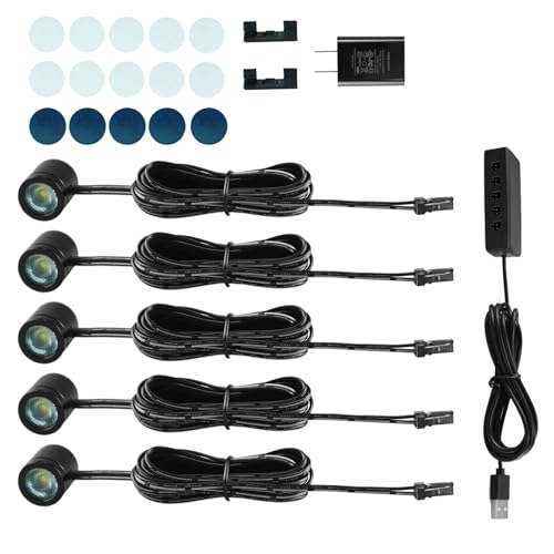 TAYSING Mini LED Spotlights, USB Powered Small Spotlight Display Lights, Accent Lighting for Artwork, Paintings, Jewelry, Display Cases, handicrafts, Models, Toys, Puzzles (Cold White, 5 Pack) - color: Cold White, size: 5 Pack