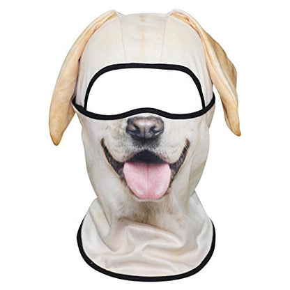 WTACTFUL 3D Animal Ears Balaclava, Breathable Face Mask for Halloween | Stand-Up Ears, Windproof Dustproof, Quick-Dry, No Fade Print, Soft, for Music Festivals Raves Ski Snowboard Moto Party - color: Labrador Retriever Mss-04