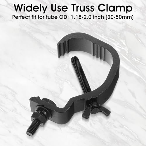 10 Pack Aluminum Alloy Stage Light Clamp Hooks Heavy Duty Truss C Clamps with Anti-Skid Teeth Design for DJ Lighting, Par Lights, Spot Lights Fits 1.18-2 Inch OD Tube/Pipe, Max Load 55LB