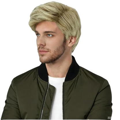 Creamily Mens Short Blonde Wigs Blonde Mixed Brown Male Wig Layered Natural Short Wigs for Men Daily Wear Halloween Party Cosplay - color: I-Light Ash Blonde
