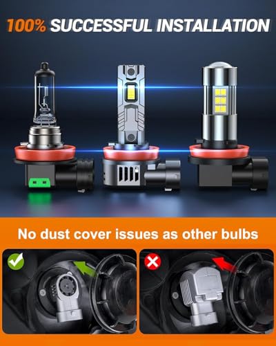 SEALIGHT 9005/HB3 H11/H9/H8 Light Bulbs Combo and F1 H11 LED Fog Light Bulbs 100,000LM Ultra-Bright 6500K 9005 H11 Bulbs with 25000RPM Cooling Fan, 360° Illumination, True Plug-N-Play, Pack of 6 - color: White, size: 9005 H11+H11