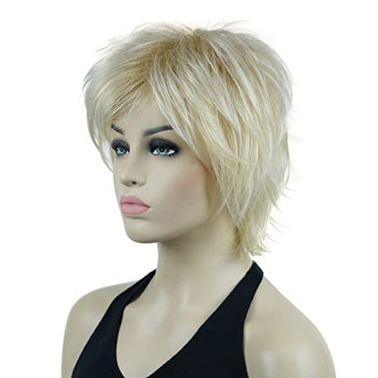 Lydell Short Layered Shaggy Wavy Full Synthetic Wigs (24BT613 Blonde Mix) - color: 24BT613 Blonde Mix