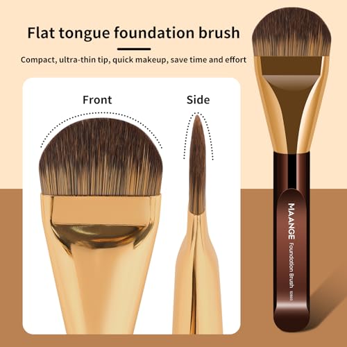 MAANGE 14-Piece Makeup Brush Set with Aluminum Ferrule- Premium Synthetic Makeup Brushes Kit Foundation Powder Brush Eye Shadow for Beginners & Professionals(Gold Coffee) - color: Gold Coffee