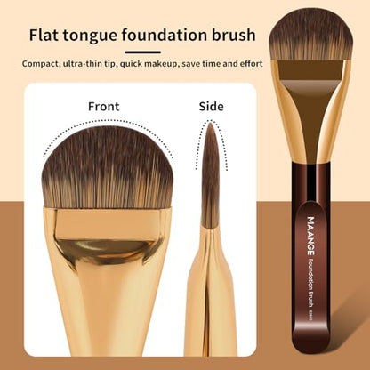 MAANGE 14-Piece Makeup Brush Set with Aluminum Ferrule- Premium Synthetic Makeup Brushes Kit Foundation Powder Brush Eye Shadow for Beginners & Professionals(Gold Coffee) - color: Gold Coffee