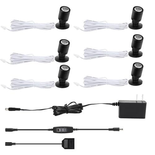 Taysing LED Spot Light Indoor Little Mini Spotlight Accent Lights for Display, Paintings, Pictures, Plants, Jewelry, Shelves, Cabinets, Posters, Showcase(SoftWhite 6 Pack Dimming&Timing) - color: Soft White-6 Pack Smart Switch