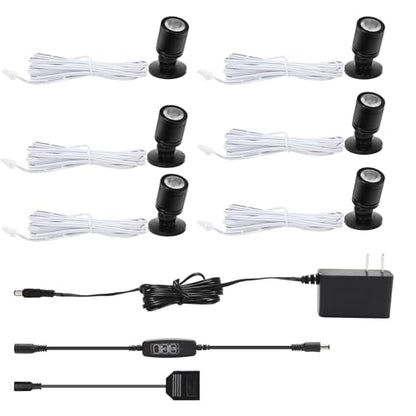 Taysing LED Spot Light Indoor Little Mini Spotlight Accent Lights for Display, Paintings, Pictures, Plants, Jewelry, Shelves, Cabinets, Posters, Showcase(SoftWhite 6 Pack Dimming&Timing) - color: Soft White-6 Pack Smart Switch