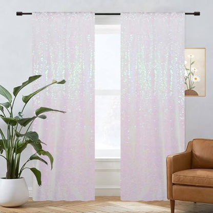 Eternal Beauty White Iridescent 3mm Sequin Backdrop 2x8 Ft 2 Pack Wedding | Dense Sparkle Fabric With Breathable Mesh Backing And Rod Pocket For Bridal Shower Parties And Photo Booth Events - color: Iridescent, size: 2Ftx8Ft
