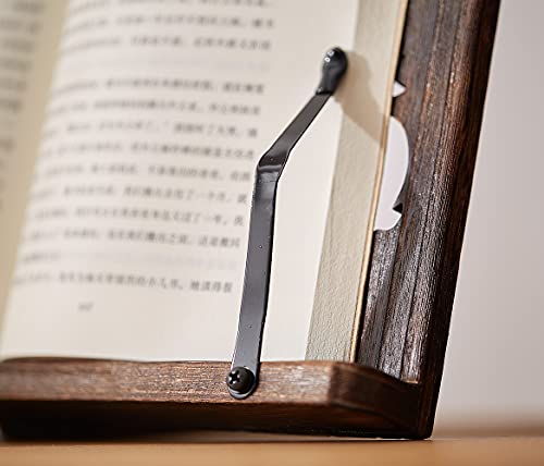 Book Stand with Page Clips, Foldable Reading Rest Holder, Portable Desk Bookrest, Cookbook/Tablet PC/Music Document Stand, Adjustable Wood Reading Frame (Sakura & Rabbit, 13.2 x 9.5 inches) - color: Sakura & Rabbit, size: 13.2 x 9.5 inches