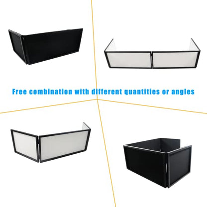 DJ Booth DJ Facade Portable DJ Event Booth Foldable Cover Screen Metal Frame Booth Front Board Video Light Projector Display Scrim Panel w/Travel Bag Black White Scrims