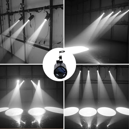 Disco Ball Spotlight, White LED Pinspot Lights 2 Pack | 5W Pin Spot Light for Disco Ball, ON/Off Button, Stage Spotlight for Disco Ball Party Bar Wedding, No Remote