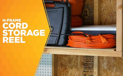 Woods Light Duty Extension Cord Wrap - Holds Up to 100 Feet of 16/3 Cord - Durable H-Frame Cord Reel with Built-In Carrying Handle - Black - size: One Size