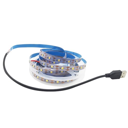 USB LED Strip Light Warm White 3500K 5V USB Powered 16.4ft/5M 300LEDs Flexible SMD2835 No-Waterproof IP20 LED Tape Lights for TV Background Lighting Tape Home Decor Lamp - color: Warm White
