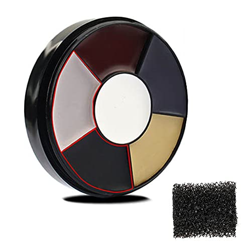 Go Ho Clown White Black Face Body Paint,6 Colors Wheel for Special Effects Zombie Makeup Kit,Halloween Professional Makeup Palettes with Sponge,Non Toxic - color: 6 Colors Clown White Black Wheel + Stipple Sponge