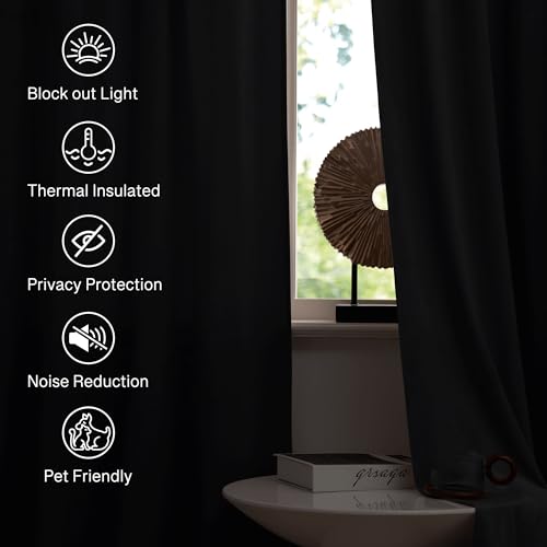 StangH Black Velvet Curtains 92 inches for Home Theater, 2 Panels - color: Neutral Series - Black, size: 52"W x 92"L (Pack of 2)