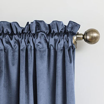 PLEASANT BOULEVARD Stone Blue Velvet Curtains 84 inch Long Heavyweight Blackout Curtains Rod Pocket Thermal Insulated Darkening Window Drapes for Bedroom Living Room, W52 x L84, 2 Panels - color: Stone Blue, size: 52"W x 84"L (Pack of 2)