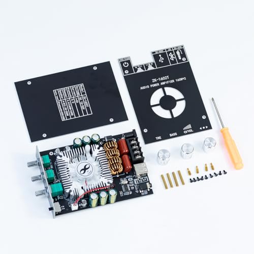 Hosyond ZK-1602T Bluetooth Amplifier Board, 2.0 Channel 160W+160W Stereo Audio Amp with Treble & Bass Control, DC 15-36V Power Supply, Bluetooth 5.0 & AUX Inputs for Home DIY Speakers - style: ZK-1602T
