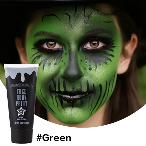 BOBISUKA Green Face Paint, Blendable Cream Body paint, Eye Black for Sports Baseball Softball Football, Face Painting Kit for Zombie, Monster, Camo, Witch Halloween Cosplay, Costume, Parties - color: Green