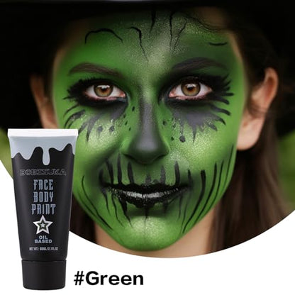 BOBISUKA Green Face Paint, Blendable Cream Body paint, Eye Black for Sports Baseball Softball Football, Face Painting Kit for Zombie, Monster, Camo, Witch Halloween Cosplay, Costume, Parties - color: Green