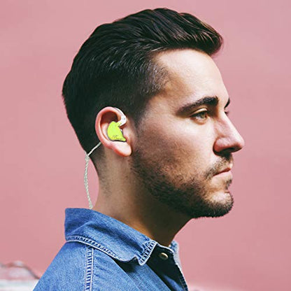 BASN Bmaster Noise Isolating in Ear Monitor Earphones, 1BA+2DD Hybrid Balanced Armature Driver IEM Headphones with Two Detachable MMCX Cables (Yellow) - color: Yellow
