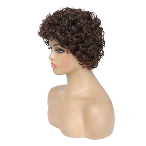Adequate Mens Short Afro Curly Wig for Male，70s 80s Disco Guy Rocker wigs，Halloween Cosplay Fancy Wigs for Daily Party Costume (Brown) - color: Light Brown