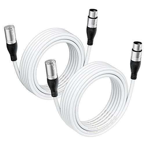 EBXYA XLR Cable 10ft 2 Packs Microphone Cable with 3-Pin XLR Male to Female | Balanced, Professional Shielded, for Mic, Mixer, Speaker Systems, Radio Station and Podcast, White - color: White, size: 10 Feet-2 Pack