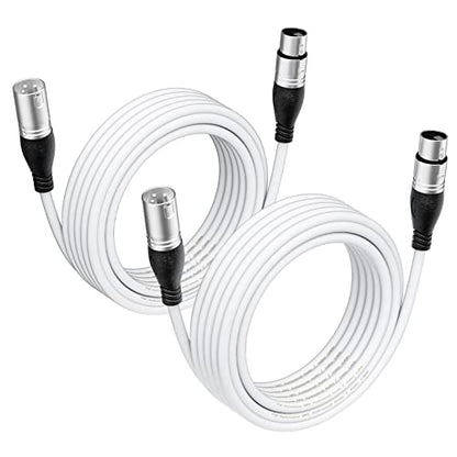EBXYA XLR Cable 10ft 2 Packs Microphone Cable with 3-Pin XLR Male to Female | Balanced, Professional Shielded, for Mic, Mixer, Speaker Systems, Radio Station and Podcast, White - color: White, size: 10 Feet-2 Pack