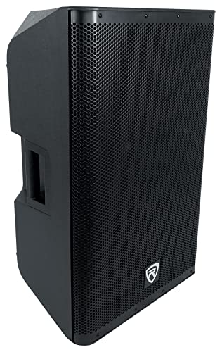 Rockville DX15 15" Powered DJ PA Speaker Pair with Mackie ProFX10v3 Mixer | 2000W Peak / 500W RMS Each, Class D, XLR Outputs, RMC-3PK 3 Microphones, 2 Tripod Stands, 5 XLR Cables, 9-items