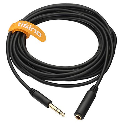 Tisino 1/4" TRS Extension Cable, 1/4" Headphone Cord Extender, 10 FT | 6.35mm Headphone Extension Cable for Guitar, Amp, Speaker, Gold-Plated 1/4" TRS Male to Female Quarter Inch Audio Jack Cord - size: 10 feet