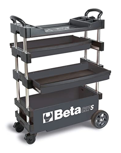 Beta C27S Gray Collapsible Rolling Tool Cart | 200 Pound Load Capacity - color: Grey