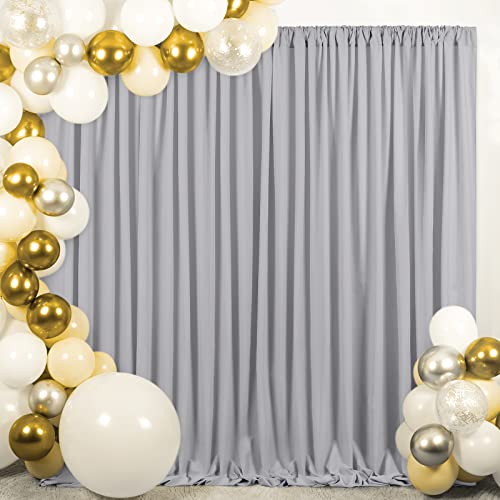 Gray Curtain Backdrop Panel Wall Wedding Background Patio Birthday - color: Gray, size: 2Pcs 5Ftx8Ft
