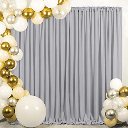 Gray Curtain Backdrop Panel Wall Wedding Background Patio Birthday - color: Gray, size: 2Pcs 5Ftx8Ft