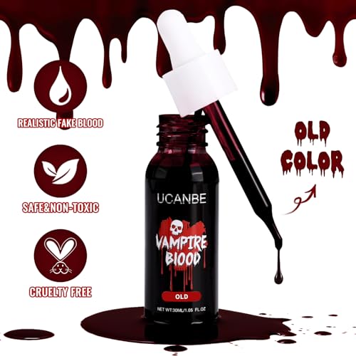 UCANBE Halloween Dripping Fake Blood Realistic Blood Drops Body Paint Washable Fake Blood Makeup Kit For Zombie Vampire Clown Monster Clothes Costume Cosplay SFX Special Effects Makeup 30ML(Old) - color: Old