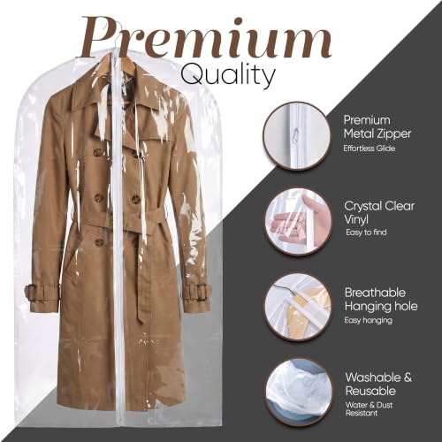 Handy Laundry Clear Vinyl Gown Bag - Protect Your Clothing While Traveling and Dust Free While Hanging in Your Closet. Ideal for Coats, Suits, Dresses or Gowns - Set of 2 (24 X 65 Inches) - size: 24" x 65", style: Clear Vinyl