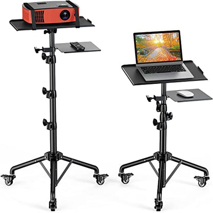 Amada Projector Stand with Wheels, Height Adjustable Rolling Stand with Mouse Tray, Bag Included - Ideal for Laptop, Projector, DJ, Sheet Music - AMPS05 - size: 25-51 inches