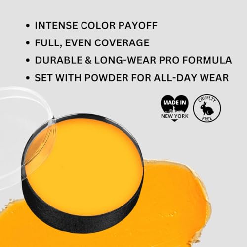 Mehron Makeup Color Cup Greasepaint - YELLOW, Face & Body Paint | High-Pigment, Long-Wear Cream Face Paint Makeup for Theater, Halloween, Cosplay, & More. Cruelty Free & Made in the USA. - color: Yellow