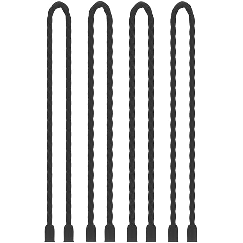 4Pcs 18Inch Silicone Cable Ties Reusable Steel-Core Wire Twist Tie Straps | for Bundling and Organizing Colorful Bendable Holder Strap for Indoor and Out All Purpose, Black - color: Black, size: 18 Inch