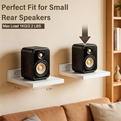 Surround Sound Speaker Stand, Set of 2 Universal Small Speaker Mount Speaker Shelf for Samsung, Roku, Sony, JBL, Vizio, LG - color: White