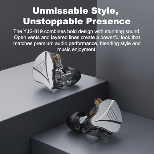 In Ear Monitor Headphones Dual Magnetic Dynamic Driver IEM with Mic, Black | Hybrid Banlance Armature with Dynamic in Ear Headphones IEM Earphones Gaming Earbuds - color: YJS-819-Black with Mic